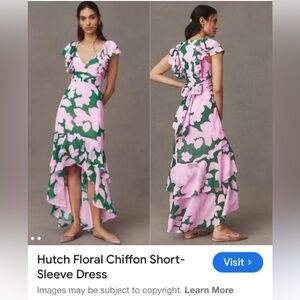 Hutch Green and Pink Floral High Low Dress